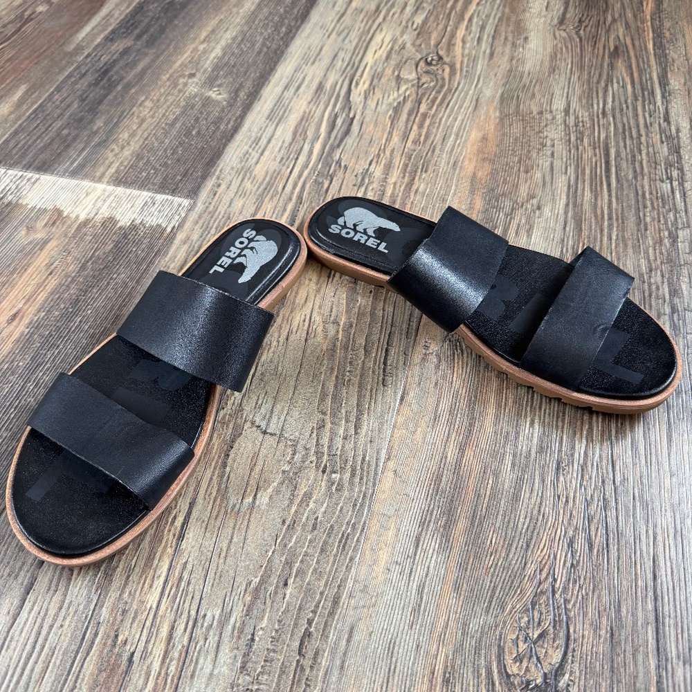 Sorel Leather Slide Sandals – Black – Women’s size 8 - Picture 3 of 4